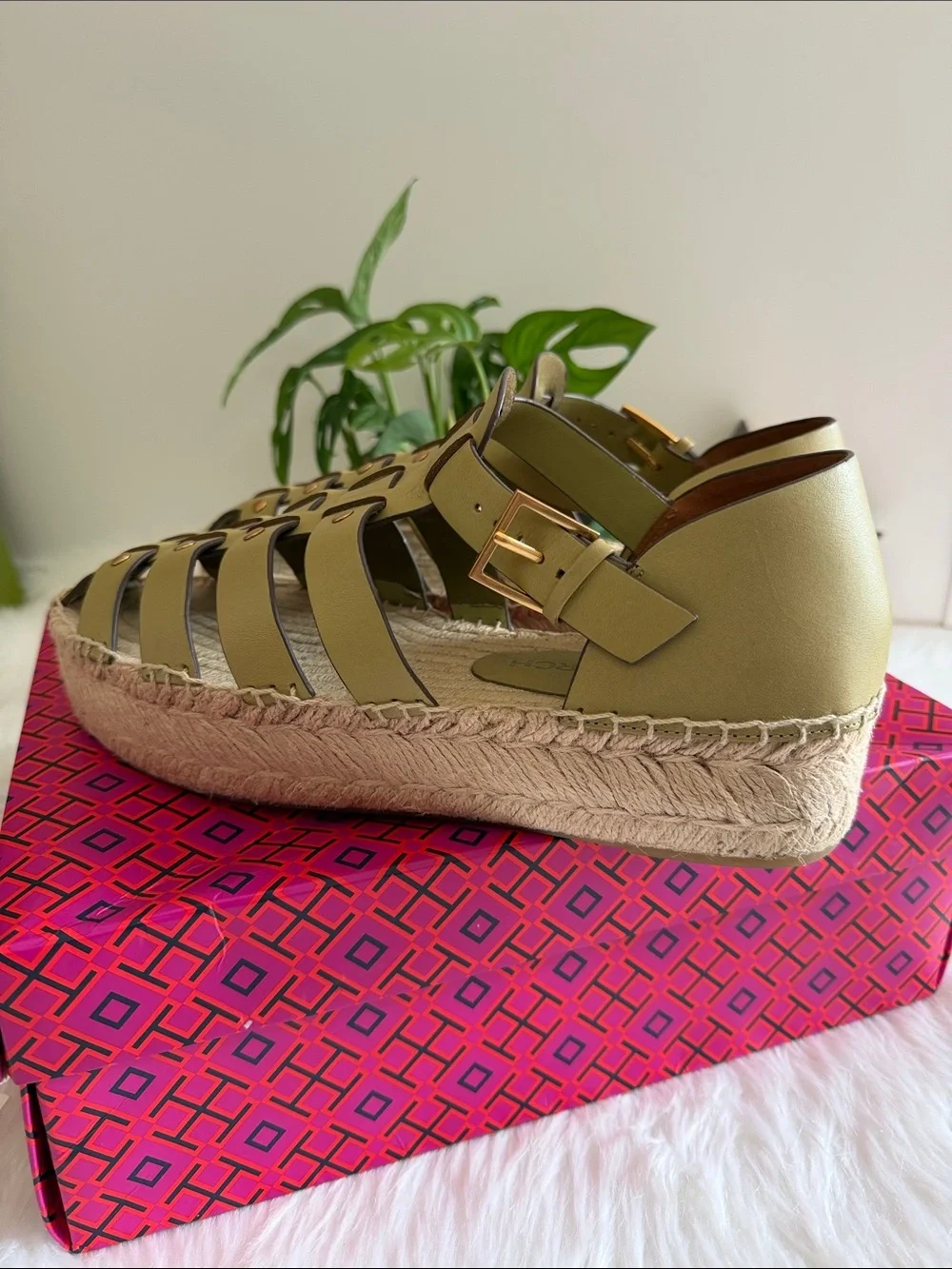 Tory Burch chartreuse leather